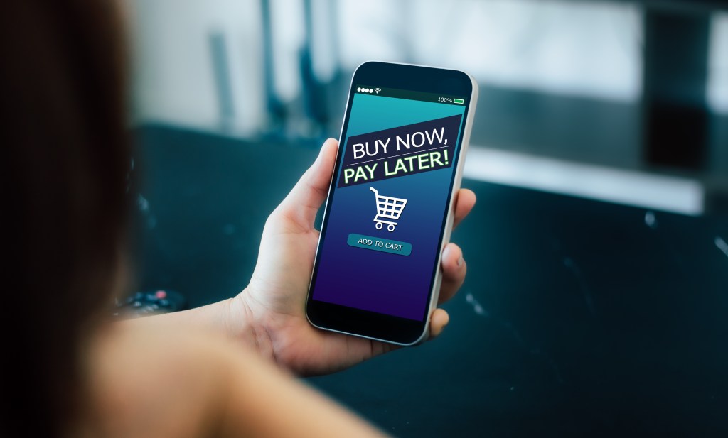 BNPL Buy Now pay later the concept of online shopping.