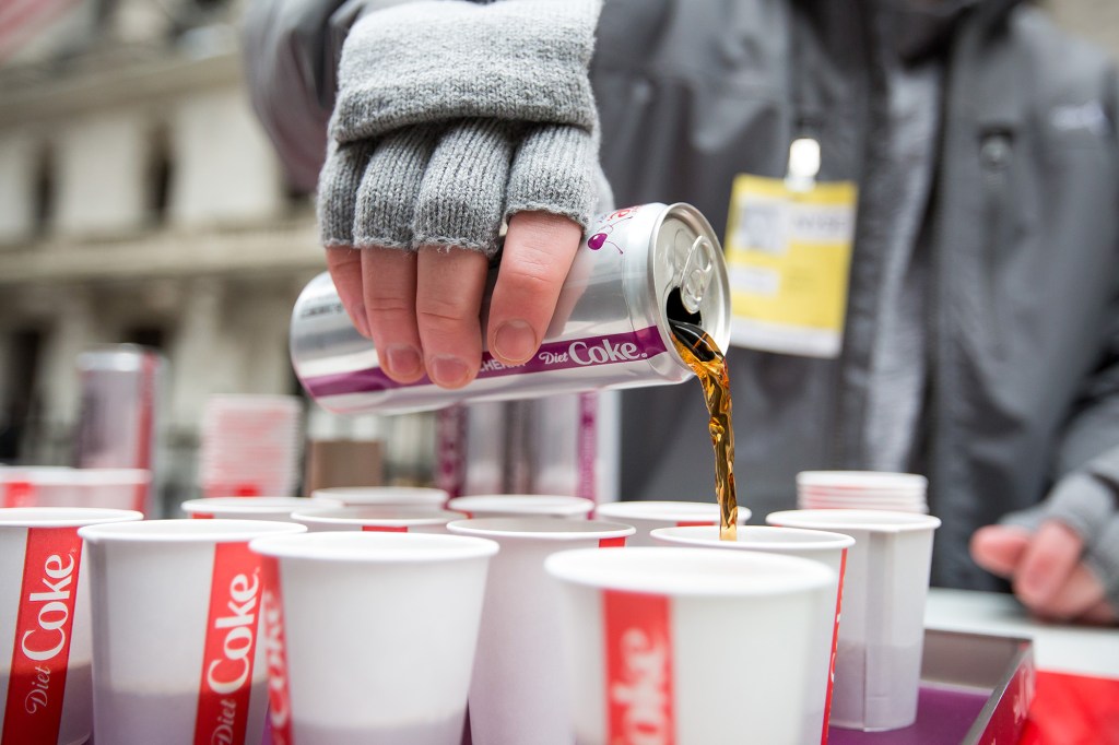 Cherry coke diet by spilling into cups