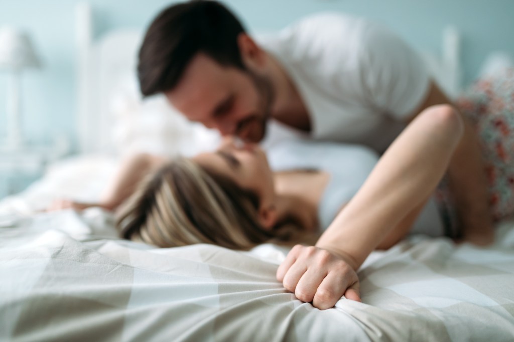 New couple in bed.