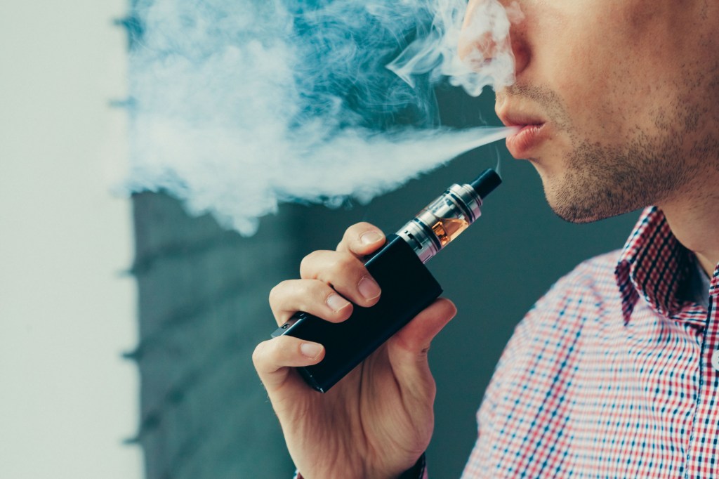 Closing a man who derives steam from an electronic cigarette.