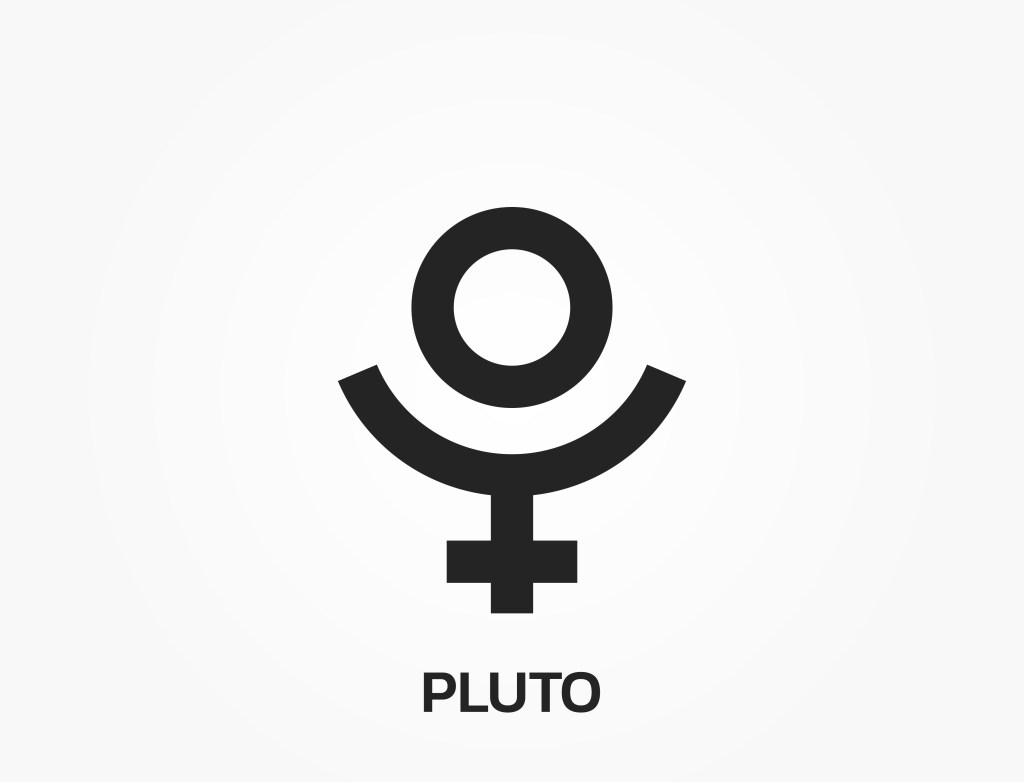 Astrology symbol Pluto. Zodiac, astronomy and horoscope sign. The isolated vector image in